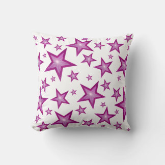 Pink Stars printed throw pillow square white