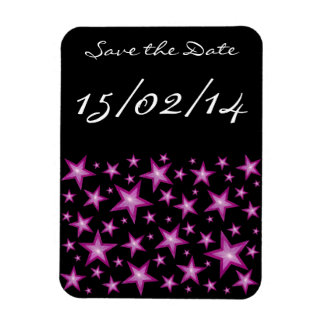 Pink Stars 'Save the Date' flexible magnet black
