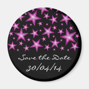 Pink Stars 'Save the Date' fridge magnet black