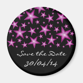 Pink Stars 'Save the Date' fridge magnet black