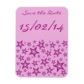 Pink Stars 'Save the Date' pale pink flexible Magnet
