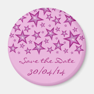 Pink Stars 'Save the Date' pale pink Magnet