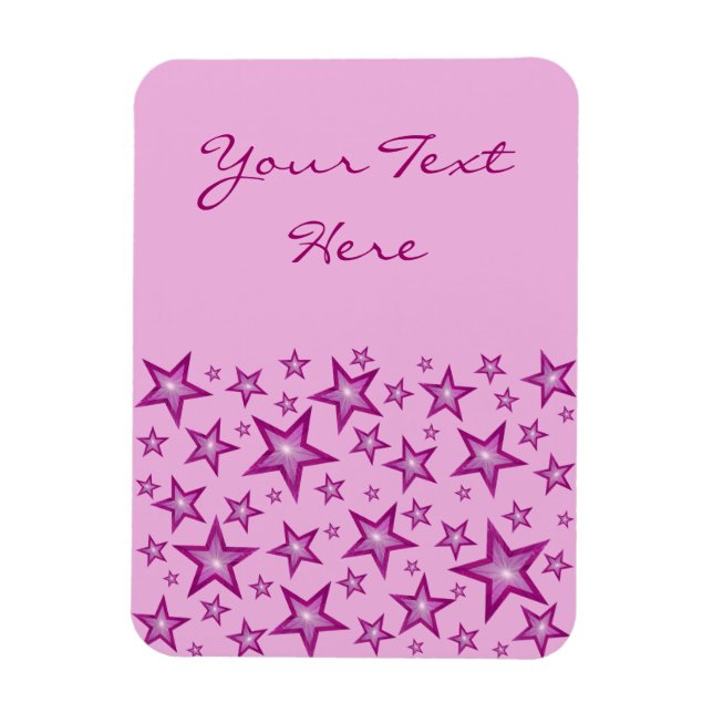 Pink Stars 'Text' vertical pale pink flexible Magnet (Vertical)