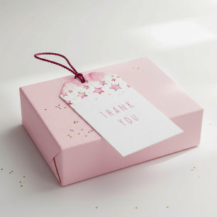 Pink stars thank you gift tags