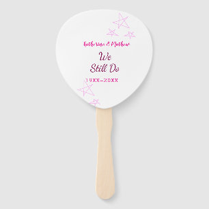 Pink stars Vow renewal anniversary wedding modern Hand Fan