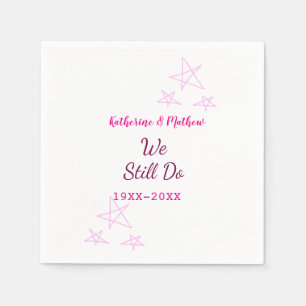 Pink stars Vow renewal anniversary wedding modern Napkin