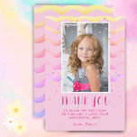 Pink Stars Waves Birthday Kids Girl Photo  Thank You Card<br><div class="desc">Colourful Pink Stars and Waves Birthday Kids Girl Photo Thank You Card. Cute pink birthday thank you card for your friends and family. Upload your photo and personalise the card with your name and text. The card has colourful stars and waves. Great as thank you card for girls.</div>