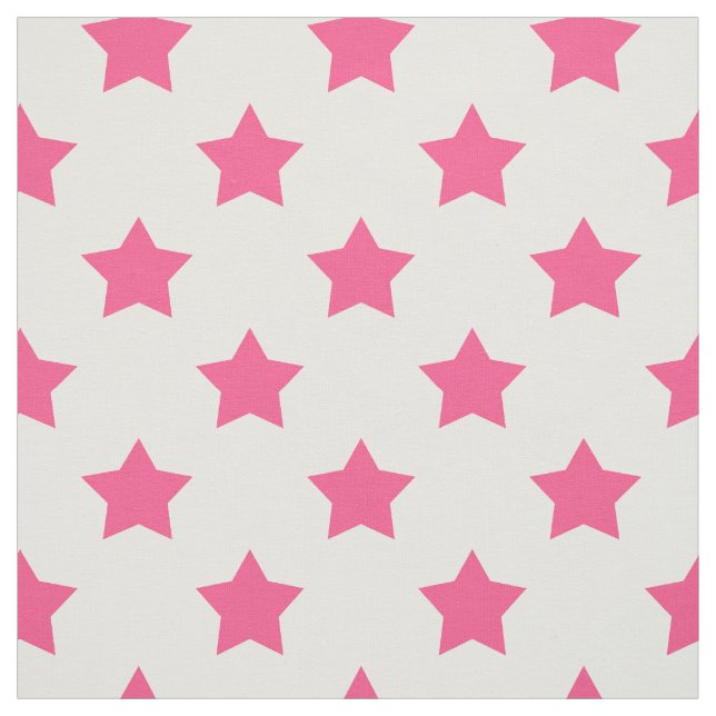 Pink Stars White Background Textile Fabric (Swatch)