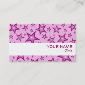 Pink Stars white stripe business card pink