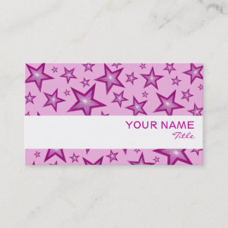 Pink Stars white stripe business card white back