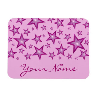 Pink Stars 'Your Name' flexible magnet pink
