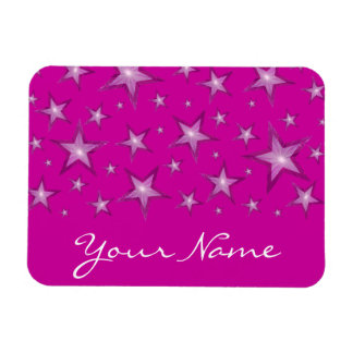 Pink Stars 'Your Name' flexible magnet pink