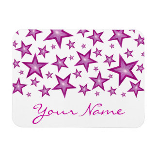 Pink Stars 'Your Name' flexible magnet white
