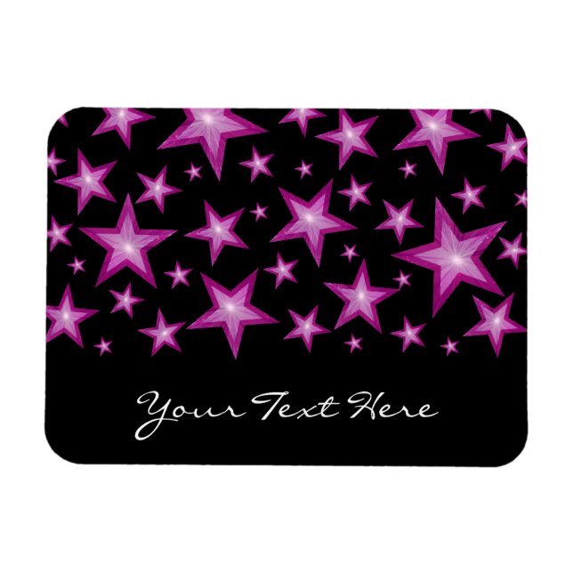 Pink Stars 'Your Text' flexible magnet black (Horizontal)