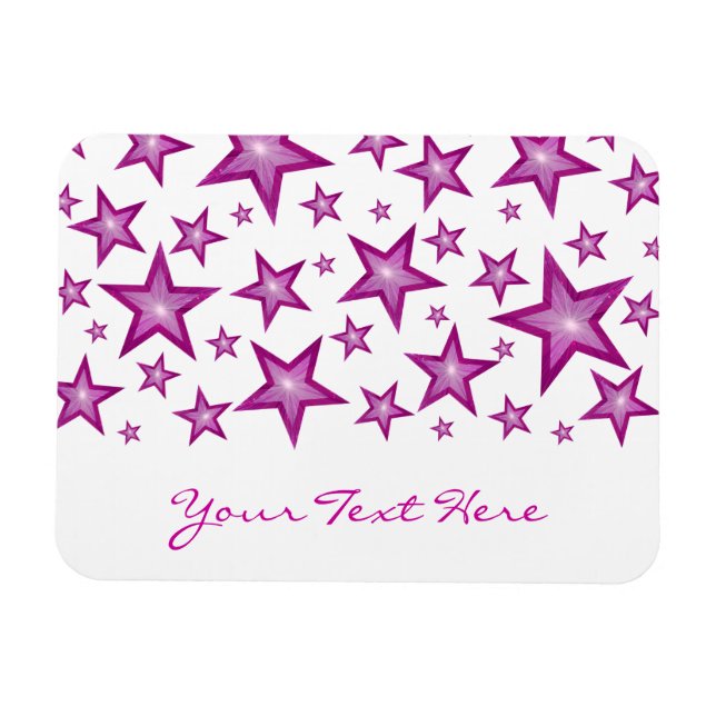 Pink Stars 'Your Text' flexible magnet white (Horizontal)