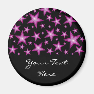 Pink Stars 'Your Text' fridge magnet black