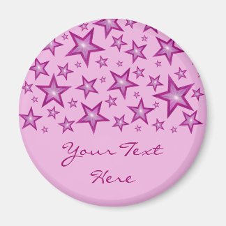Pink Stars 'Your Text' fridge magnet pale pink