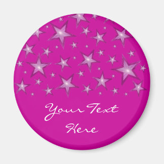 Pink Stars 'Your Text' fridge magnet pink