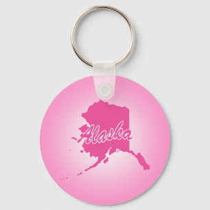 Pink State Alaska Keychain