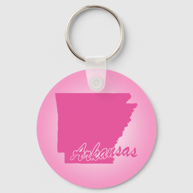 Pink State Arkansas Key Ring (Front)