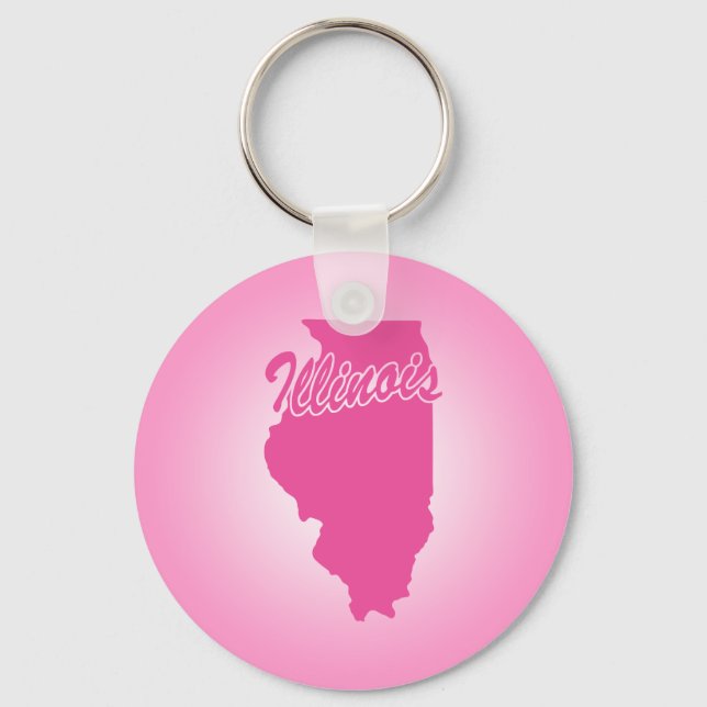 Pink State Illinois Key Ring (Front)