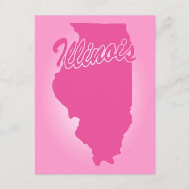 Pink State Illinois Postcard (Front)