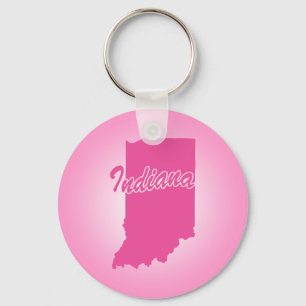 Pink State Indiana Keychain