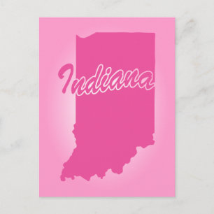Pink State Indiana Postcard