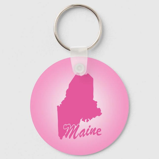 Pink State Maine Keychain (Front)