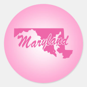 Pink State Maryland Classic Round Sticker