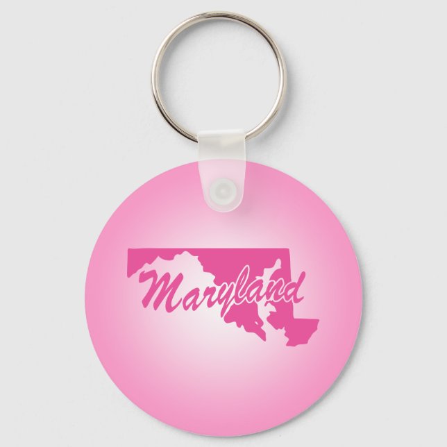 Pink State Maryland Keychain (Front)
