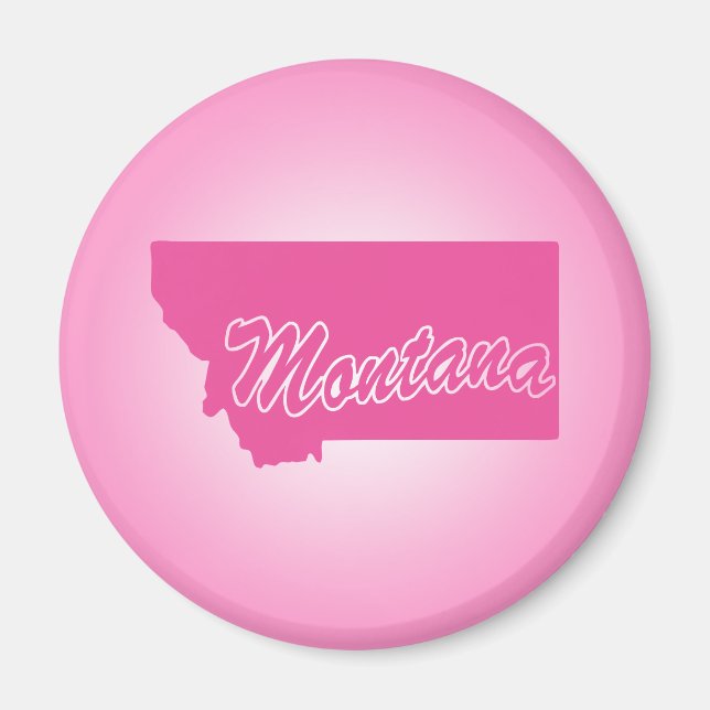 Pink State Montana Magnet (Front)