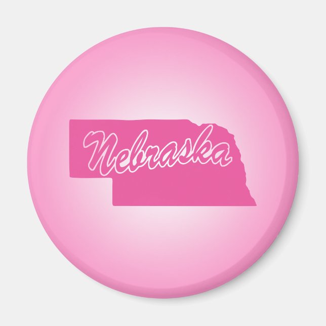 Pink State Nebraska Magnet (Front)