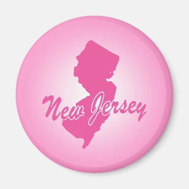 Pink State New Jersey Magnet (Front)