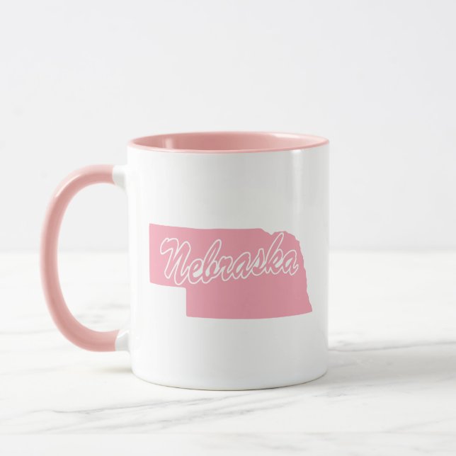Pink State Of Nebraska Shape Mug (Left)