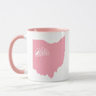 Pink State Of Ohio Shape Mug