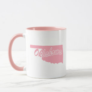 Pink State Of Oklahoma Shape Mug