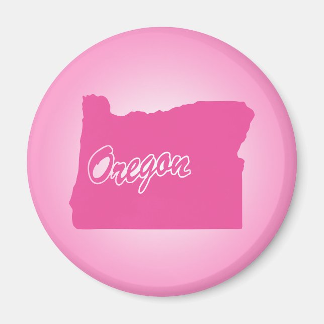 Pink State Oregon Magnet (Front)