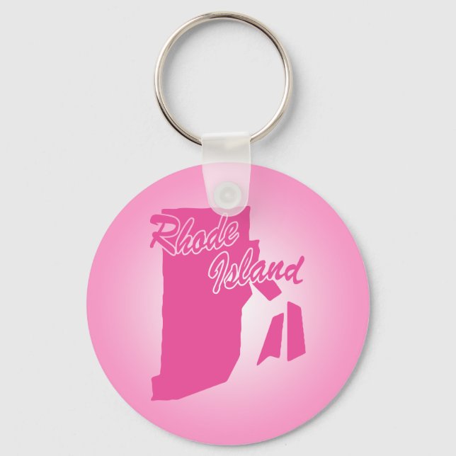 Pink State Rhode Island Keychain (Front)