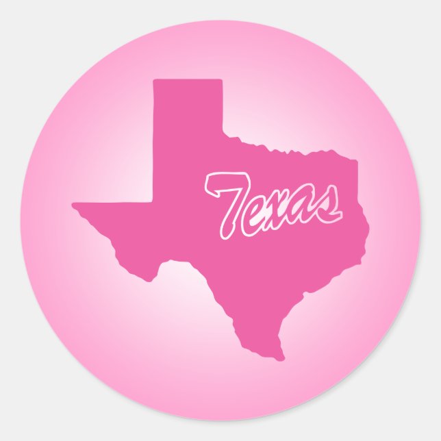 Pink State Texas Classic Round Sticker (Front)