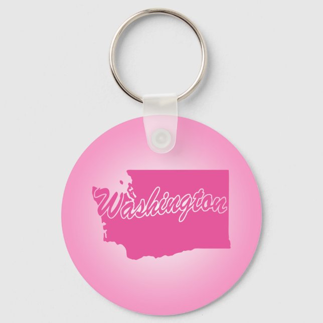 Pink State Washington Keychain (Front)