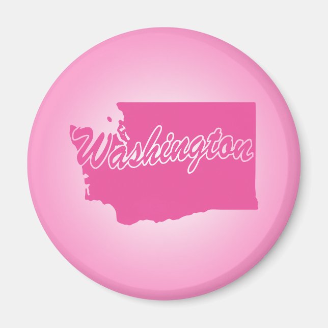 Pink State Washington Magnet (Front)