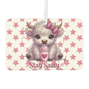 Pink, Stay Sassy, Highland Cows Car Air Freshener