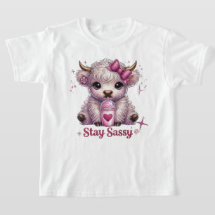 Pink, Stay Sassy, Highland Cows T-Shirt