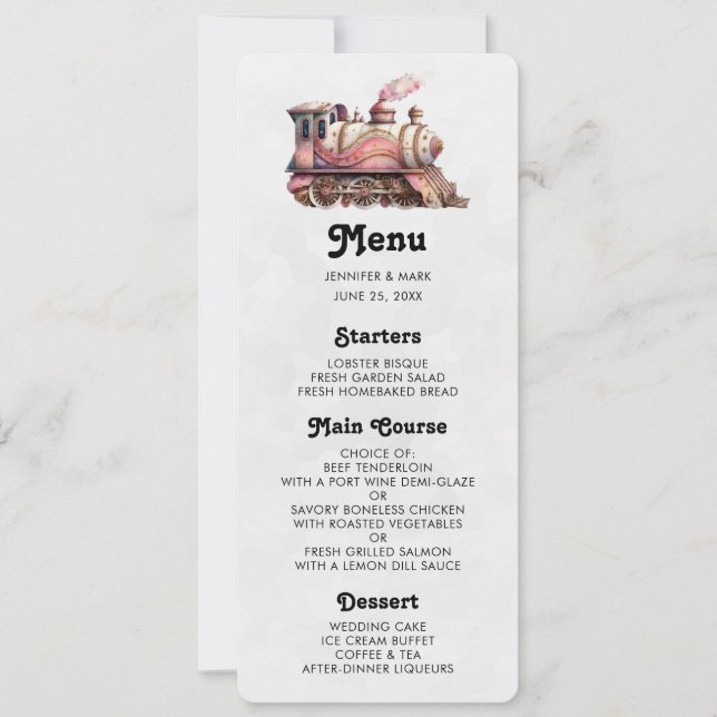 Pink Steam Train Vintage Style Invitation (Front)