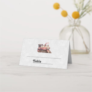 Pink Steam Train Vintage Style Place Card