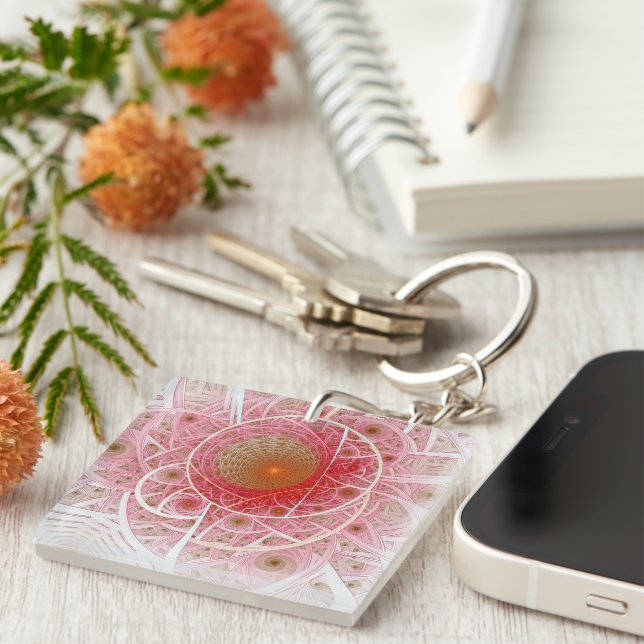 Pink Steampunk Abstract Key Ring (Front Right)