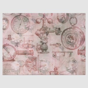 Pink Steampunk Clocks and Watches Decoupage Tissue Paper
