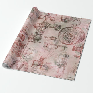 Pink Steampunk Clocks and Watches Wrapping Paper