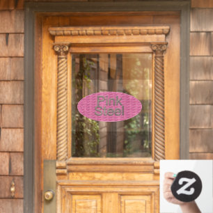 Pink Steel oval see-thru window cling front stick